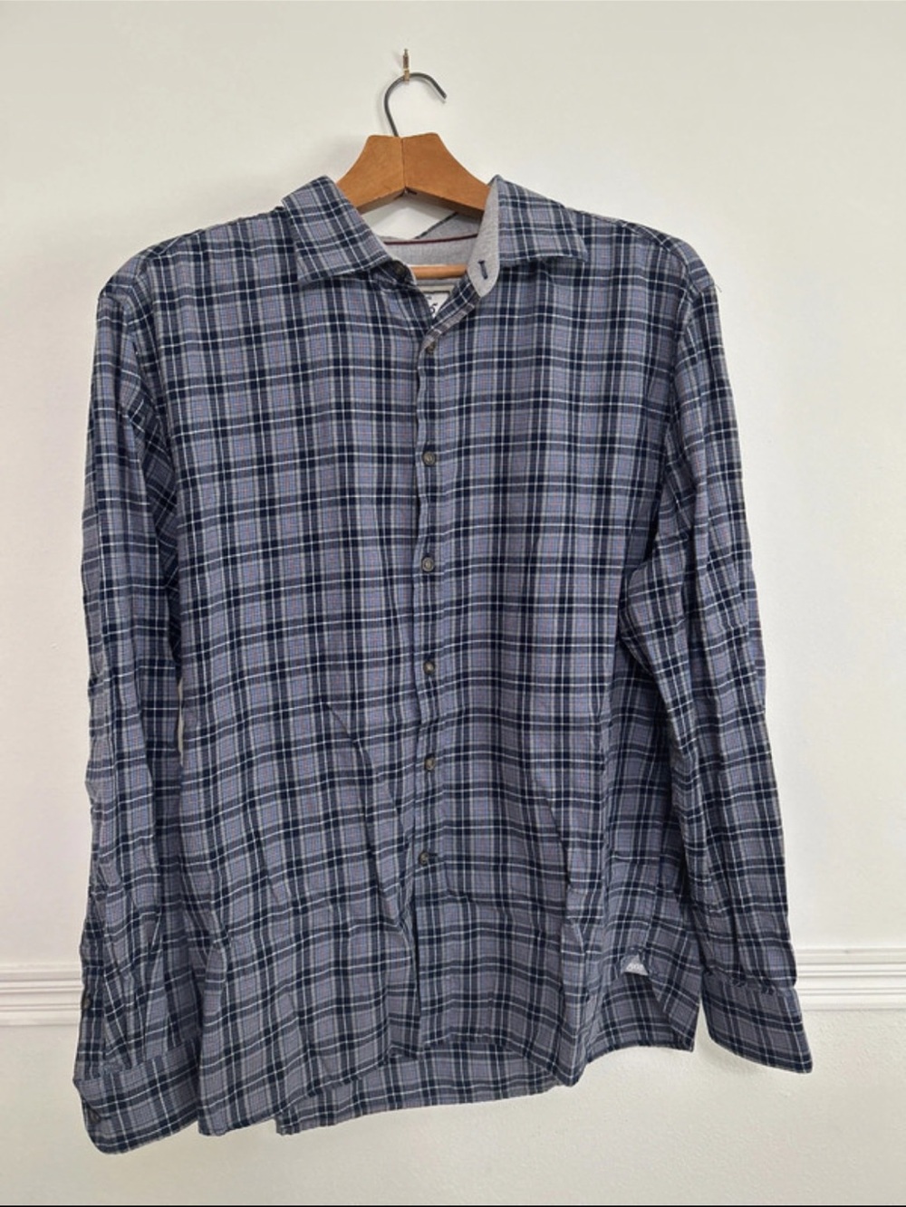 Jos. A. Bank Navy and Gray Plaid Shirt
